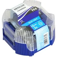 Osram KFZ-Ersatzleuchte 2x HAMMER H4 12V 60/55W Halogen Leuchtmittel, H4, 2 St., P43t Xenon Blue Look Effekt Halogen-Birnen Ersatz Glühlampe Set Box