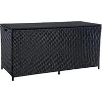 ESTEXO Auflagenbox Polyrattan Kissenbox Gartenbox 114 cm Aufbewahrungsbox Truhe Schwarz