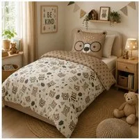 Familando Kinderbettwäsche Funny Bear 135x200 80x80 cm Bettwäsche Bär mit Ohren, Renforcé, 2 teilig, mit liebevollem Motiv & süßen Details für Mädchen und Jungen