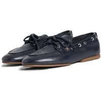 Tommy Hilfiger TH SLEEK LEATHER BOAT SHOE Bootsschuh Bootsschuh, Businessschuh mit Blockabsatz und Ösen mit Durchzug