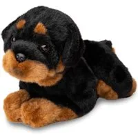 Uni-Toys Kuscheltier Rottweiler, liegend - 33 cm (Länge) - Plüsch-Hund - Plüschtier, zu 100 % recyceltes Füllmaterial