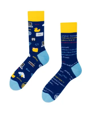 many mornings - Socken mit kreativem Allover-Muster blau/gelb - Gr. - 38