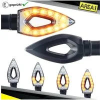 Area1 Blinker Motorrad LED Blinker E-geprüft Set (2 Stück) M10 mit Lauflichteffekt, Lauflicht