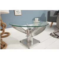 riess-ambiente Couchtisch OCEAN M Ø60cm transparent / silber antik (Einzelartikel, 1-St), Wohnzimmer · Glasplatte · rund · Maritim · Schiffsschraube · Metall
