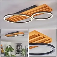 hofstein Deckenleuchte Deckenlampe aus Metall/Holz/Kunststoff in Naturfarben/Schwarz/Weiß, ohne Leuchtmittel, 3000 Kelvin, Leuchte im modernen Design, 28 Watt, 1150 Lumen, 3000 Kelvin