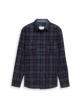Tom Tailor - Regular Fit Cordhemd mit Karomuster navy red cord check - Gr. - XXL