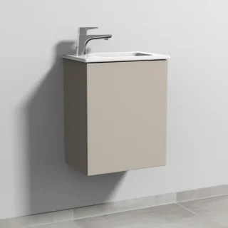 Sanipa 3way Waschtischunterbau zu Duravit ME by Starck Waschtisch mit 1 Tür, Kaschmir-Matt SP7211U