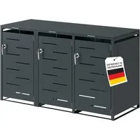 STEELSØN Mülltonnenbox Diorus 240L, abschließbar (Anthrazit, verfügbar mit 1, 2, 3, 4, oder 5 Türen), aus verzinktem Stahl