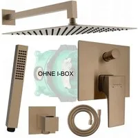Hansgrohe und Bofler Duscharmatur Metropol Unterputz Armatur mit Umsteller für zwei Verbraucher (Unterputz Duschsystem, Duschanlage, Duschset, inkl. BOFLER Brauseset #86-O, Regendusche 30cm, Wandarm, Handbrause) wassersparende Regendusche, Gummidüsen
