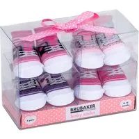 BRUBAKER Socken Babysocken für Mädchen 0-12 Monate (4-Paar, Baumwollsocken im Sneaker Style) Turnschuh Design Baby Neugeborene Geschenkset in Geschenkverpackung