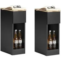 SoBuy Nachttisch FBT111, Beistelltisch mit Schublade und Ablage, Nightstand, 2er Set, Beistelltisch schmal, Nachtschrank Nachtkommode, offenes Fach