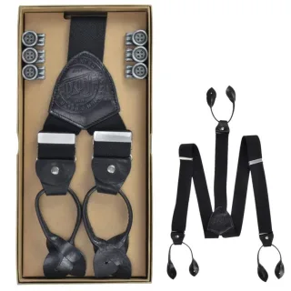 Lloyd Hosenträger Herren zum Knöpfen und Clippen 35mm Casuals schwarz. Die flexible 2-in-1 Lösung für Jeans und Anzüge im modernen Vintage-Stil.