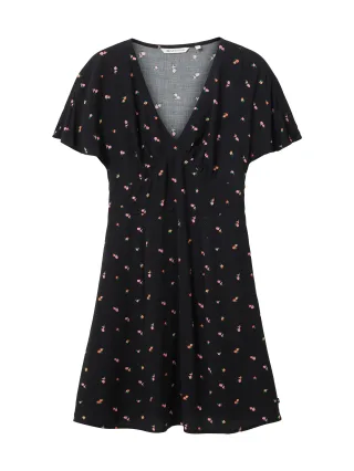Denim Tom Tailor - Kleid mit Blumenmuster small black flower print - Gr. - S