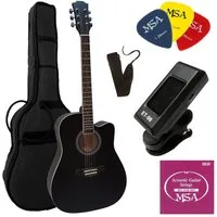 MSA Westerngitarre CW, Cutaway Western Gitarre 41 Zoll, im Set mit Stimmgerät Tasche Plektrons
