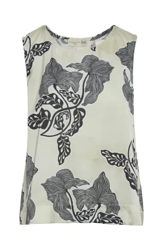 bsb - Ärmellose Bluse mit floralem Allover-Print beige/blau - Gr. - XS