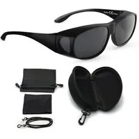 FALINGO Sonnenbrille Überzieh Sonnenbrille Überziehbrille CLASSIC EDITION polarisiert UV400 Extrablenden an Ober- und Unterseite schützen vor Sonne und Wind