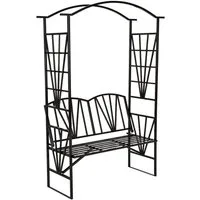tectake Rosenbogen Rankgitter mit Sitzbank 210 cm, aus Stahl