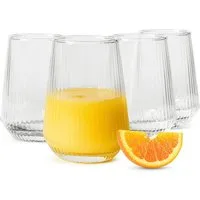Sendez Longdrinkglas 6er Set 400 ml geriffelt Glas Wassergläser Saftgläser, 6-tlg., Glas