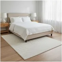 Vimoda Designteppich einem bogenförmigen Muster, Einfarbig, Rechteckig, Teppich Schlafzimmer Kurzflor, Wellen Hochtief-Muster, lebendige Optik