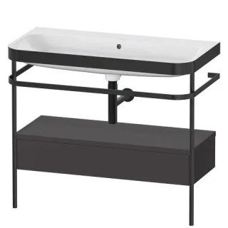 Duravit Happy D.2 Plus c-bonded Set mit Metallkonsole und Schubkasten Graphit Supermatt 975x490x850  HP4743N8080