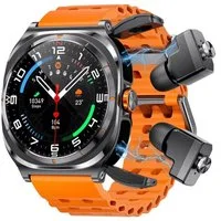 Nagham Ghazal Aswad Smartwatch Amoled BT Anruf Outdoor Sport Kompass Elegant 2025 Smartwatch (3,9cm cm), Ink. Earbuds