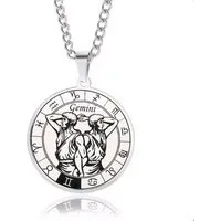 KARMA Kette mit Anhänger Halskette Edelstahl Sternzeichen Anhänger Silber modern (wasserfest - antiallergisch, Astrologie Kette Damen Herren Sternzeichenkette Silberfarben), Unisex Damenhalskette Herrenhalskette Edelstahlkette