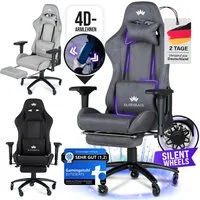 ELITESEATS Gaming-Stuhl Ergonomisch [TESTSIEGER] Kratzerfreie Rollen Atmungsaktiv (Gaming Sessel mit 4D-Armlehnen, Fußstütze), Ergonomischer Schreibtischstuhl 150 kg Belastbarkeit, Bürostuhl