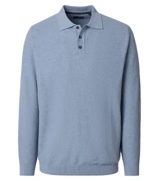 CASAMODA - Polo-Shirt Langarm aqua bis petrol - Gr. - XL