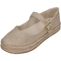 TOMS CAROLINA MARY JANE Espadrille Champagne Glimmer Slub Canvas