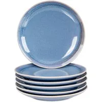 Levandeo® Tafelservice, 6er Set Steingut Teller Ø20cm Blau Speiseteller 6 Personen Geschirr