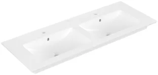 Villeroy & Boch Schrankdoppelwaschtisch Venticello 4111 1300x500mm, 2 x 3-Loch, mit Überlauf Eckig S 4111DLRW