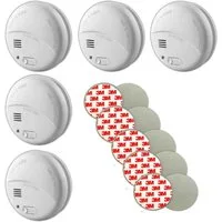 HEITECH 5x Rauchwarnmelder Feuermelder Brandmelder Magnetpad Rauchmelder (85dB Inkl. 9V Batterie + 3M Magnet Klebepad)