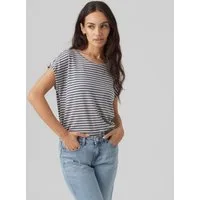Vero Moda Rundhalsshirt VMAVA PLAIN SS TOP STRIPE GA JRS NOOS Materialmix, regular fit