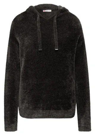 Street One - Kuscheliger Kapuzenpullover braun - Gr. - 34
