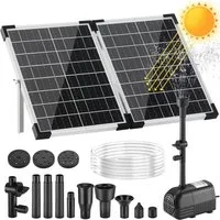 TLGREEN Solarpumpe Solar Springbrunnen Pumpe (35W, Solarbetriebene Teichpumpe mit 8 Düsen, Bürstenlosmotor, Für Gartenteich, Vogelbad, Wasserzirkulation Außen)