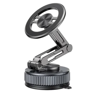 USAMS ZJ087 Vacuum Suction Magnetic Phone Holder N52 Strong Magnet Car Mount 1080° Rotation Foldable Zinc Alloy Dashboar