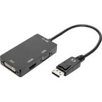 3in1 Adapter/Konverter DisplayPort > DisplayPort + HDMI + DVI + VGA schwarz, 20cm