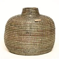 YAADU Bodenvase handgeflochtene Vase - Höhe ca. 37 cm - Trockenblumen, Gräser (Einzelartikel, 1 Vase), Handgefertigt in Afrika aus traditioneller Flechtkunst