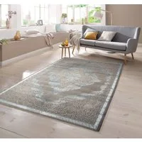 TeppichHome24 Teppich Designer Teppich Orient in Grau Silber Türkis, rechteckig