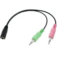Bolwins I32 Headset PC Laptop Adapter 1x 3,5mm Klinke Buchse auf 2x 3,5mm 18cm Audio-Kabel, 3,5 mm Klinke Stecker, 3,5 mm Klinke Buchse (18 cm), Headset-Adapter, Audio- und Mikrofon-Splitter