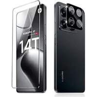 CLM-Tech Displayschutzglas 1X Schutzfolie für Xiaomi 14t Pro Panzerfolie 1X Kameraschutz für Xiaomi 14t Pro, 2er Set Kameraglas Panzerglas Displayschutz 9H Glas, 2 Stück, Unterstützt Fingerabdruck-ID