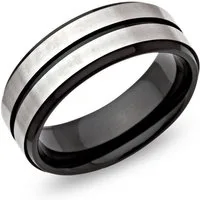 Unique Fingerring Schwarzer Edelstahlring mit Glanzrille Herren von Unique R9105