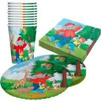 Party Factory Dekoteller Party-Set Benjamin Blümchen für Kindergeburtstag (Spar-Set, 10 Pappbecher, 10 Pappteller & 20 3-lagige Servietten 33x33 cm), 40 Teile