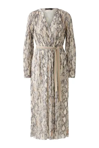 Oui - Kleid mit Snake Print beige - Gr. - 42