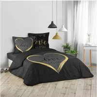 Douceur d'intérieur Bettwäsche Bettwäsche CRAZY LOVE, 200 x 200 cm, schwarz, Baumwolle, angenehmes Material