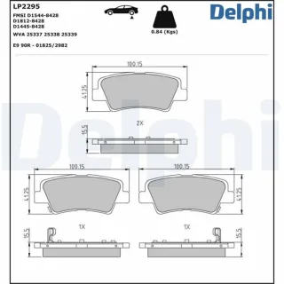Delphi Bremsbel?ge hinten Hyundai Kia Ssangyong LP2295