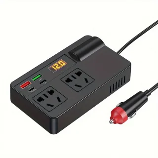 Car Inverter 12V 24V to 220V Multi-Function Socket Mobile Phone Charger 120W Car Power Converter with Smart Digital Disp