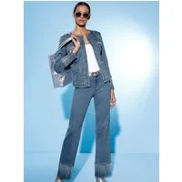 creation L Blusenblazer Lyocell-Baumwoll-Jeansblazer Langarm