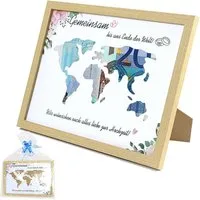 MOPUEA Einzelrahmen Bilderrahmen Spardose, Bilderrahmen Geldgeschenke, (für Verschenken von Weihnachtsgeschenken und zum Basteln von Dekorationen, 1 St), Hochzeitsgeschenke für Brautpaar Geld, Weltkarte Geldgeschenk