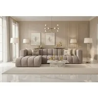 Kaiser Möbel Ecksofa Moderne aus Veloursstoff Salvador Grand L 318 cm, Ecksofa, Tiefe Sitzflächen,Premium-Velours Salvador,Design Soft-Cube